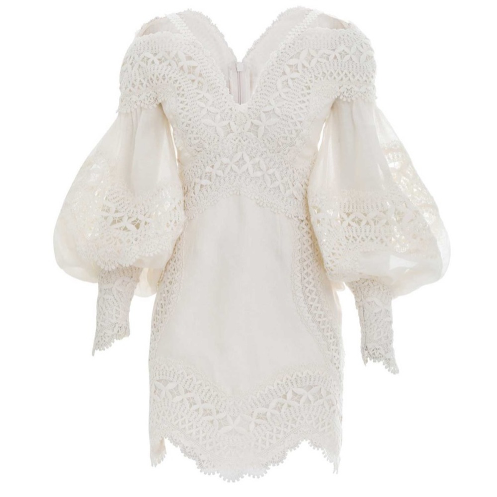 Zimmermann Postcard Crochet-Detailed Linen Mini Dress!